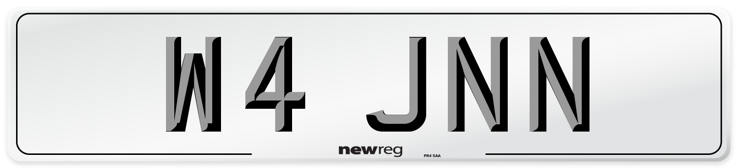 W4 JNN Number Plate from New Reg